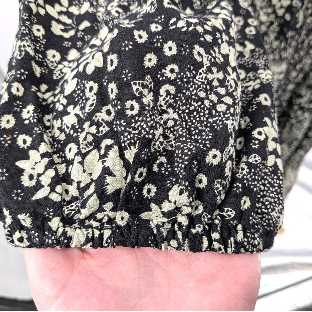 Knox Rose Floral Midi Dress Black Boho Peasant Smocked Long Sleeve Size L - Picture 8 of 8